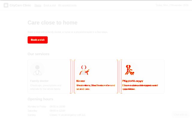 Screenshot diff: the planted spacing and button colour changes highlighted in red